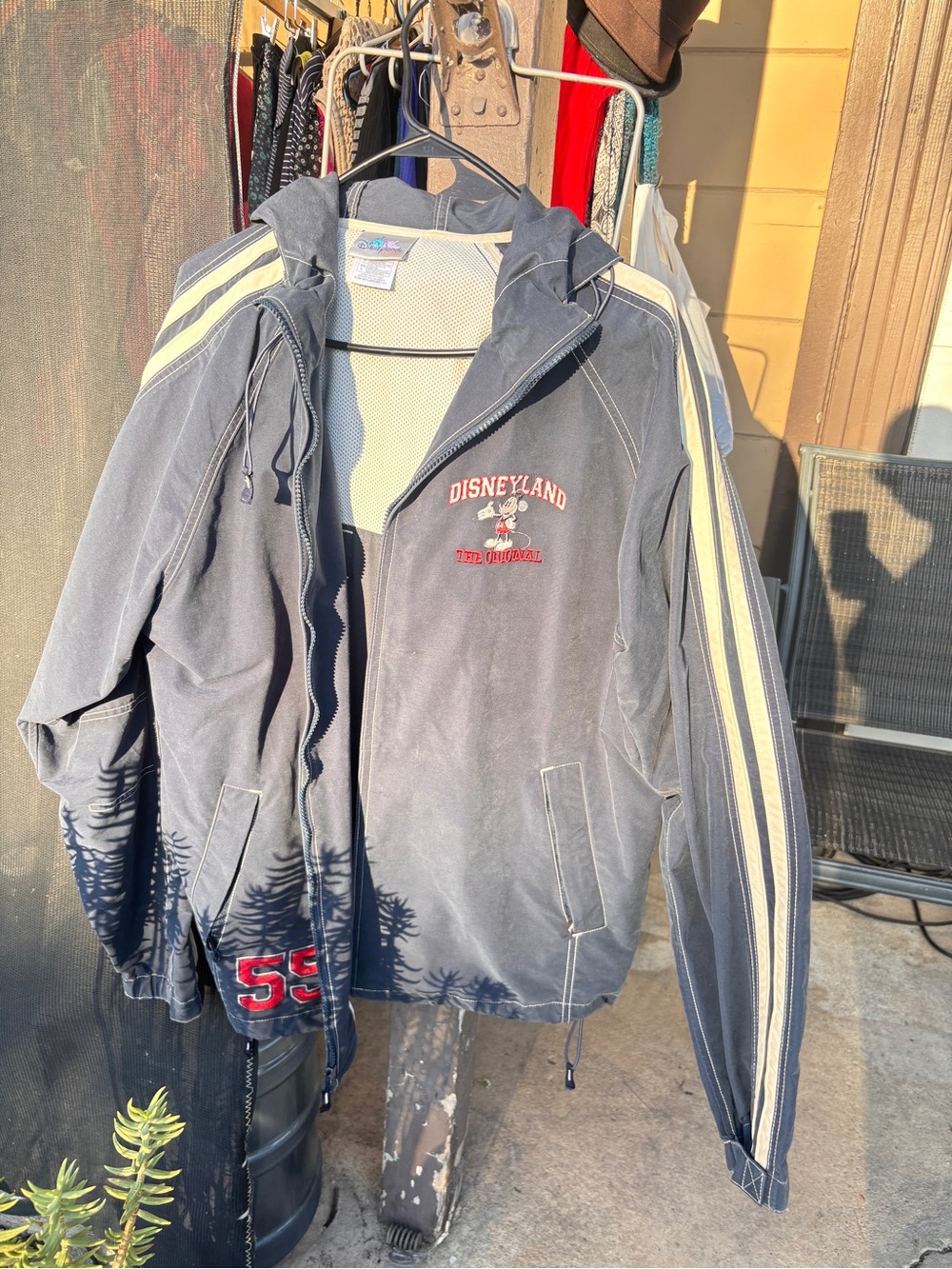 Disney Navy Hooded Windbreaker with Cream Stripe Accents